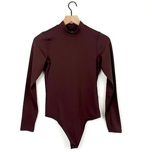Abercrombie Soft A & F Turtleneck Bodysuit Long Sleeve Chocolate Brown